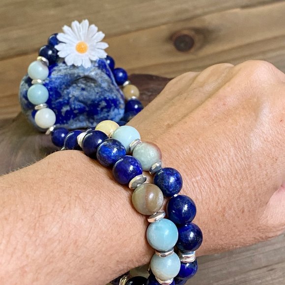 Lapis lazuli with Amazonite Bracelet - Picture 3 of 7